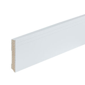 Co-pro Milaan (2 groefjes) – 90 × 15 mm – 240 cm – gelakt wit RAL 9010
