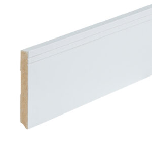 Co-pro Milaan (2 groefjes) – 120 × 15 mm – 240 cm – gelakt wit RAL 9010